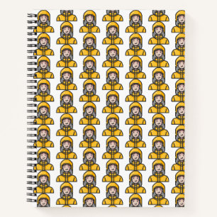 Cuaderno mujer en impermeable