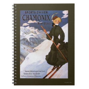 Cuaderno Mujer en Poster de esquí verde