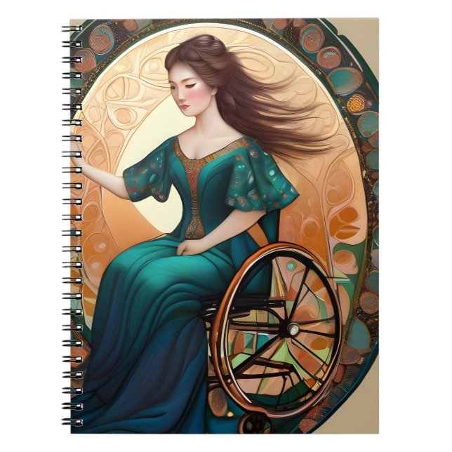 Cuaderno Mujer en silla de ruedas baila alegremente (Frente)
