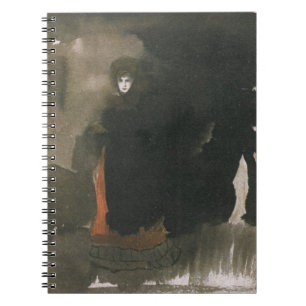 Cuaderno Mujer en un vestido rojo (w/c en el papel)