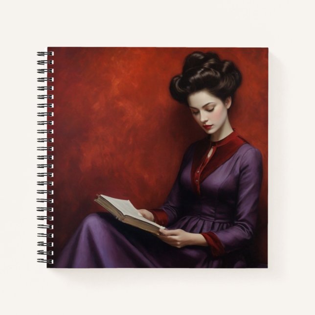 Cuaderno Mujer encantadora leyendo (Anverso)