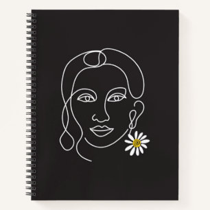 Cuaderno Mujer enigmática - diseño de arte de línea