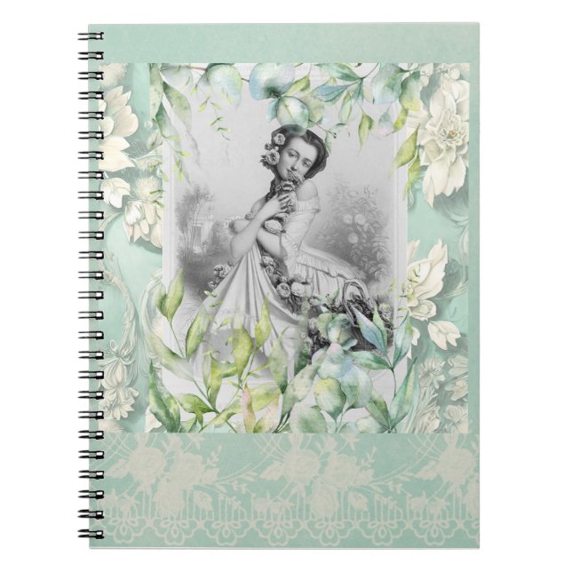 Cuaderno Mujer georgiana en Sea Moss Green y se va. (Frente)
