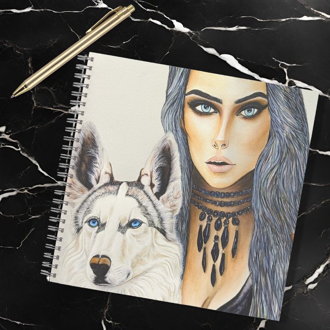 Cuaderno Mujer Glam Moderna y Perro Lobo Husky (Subido por el creador)