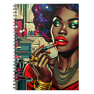 Cuaderno Mujer Hermosa Aplicándose Brillo de Labios en la C