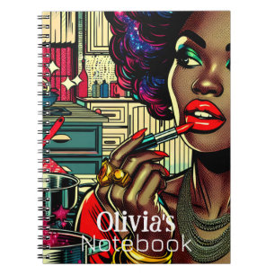 Cuaderno Mujer Hermosa Aplicándose Brillo Labial Personaliz