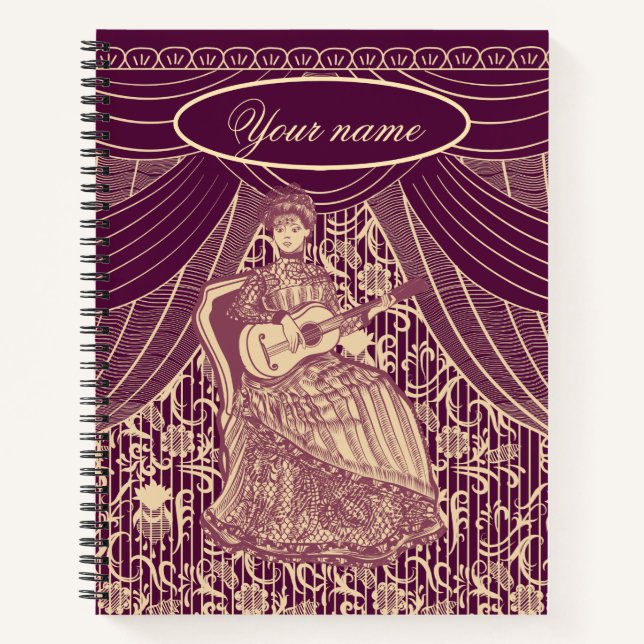 Cuaderno Mujer hermosa con guitarra (Anverso)