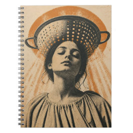 Cuaderno mujer hermosa con un sombrero de colador
