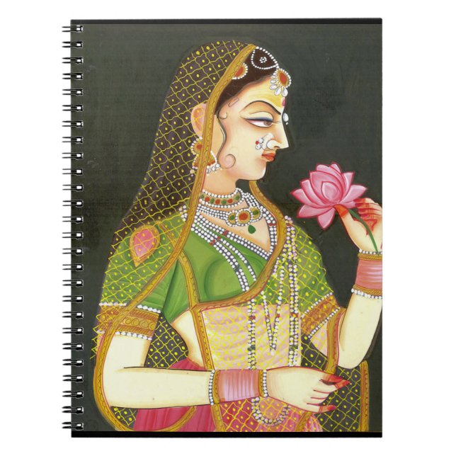 Cuaderno Mujer india vintage, arte mogol (Frente)