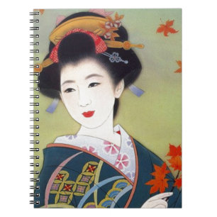 Cuaderno Mujer japonesa en kimono azul