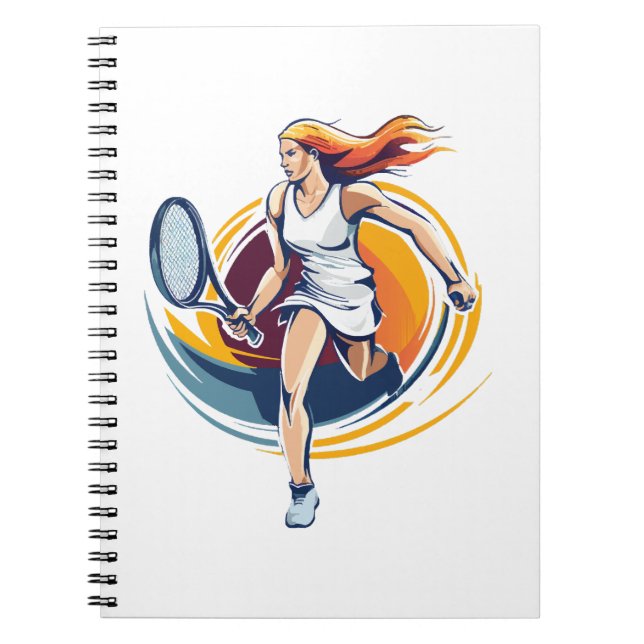 Cuaderno mujer jugando tenis (Frente)