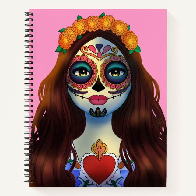 Cuaderno Mujer misteriosa de cráneo de azúcar (Anverso)