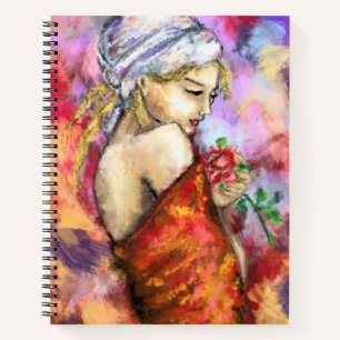 Cuaderno Mujer moderna con pintura de Rosa para portátil