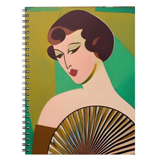 Cuaderno Mujer moderna de estilo Art Deco con ventilador (Frente)