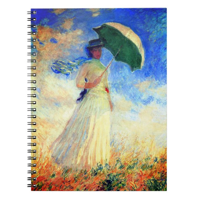 Cuaderno Mujer Monet con una sombrilla a la derecha (Frente)