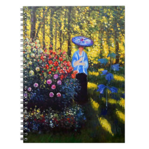 Cuaderno Mujer Monet con una sombrilla en el jardín