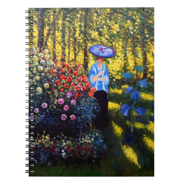 Cuaderno Mujer Monet con una sombrilla en el jardín (Frente)
