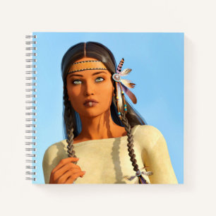 Cuaderno Mujer Nativa Americana Indígena Hermosa Vestimenta