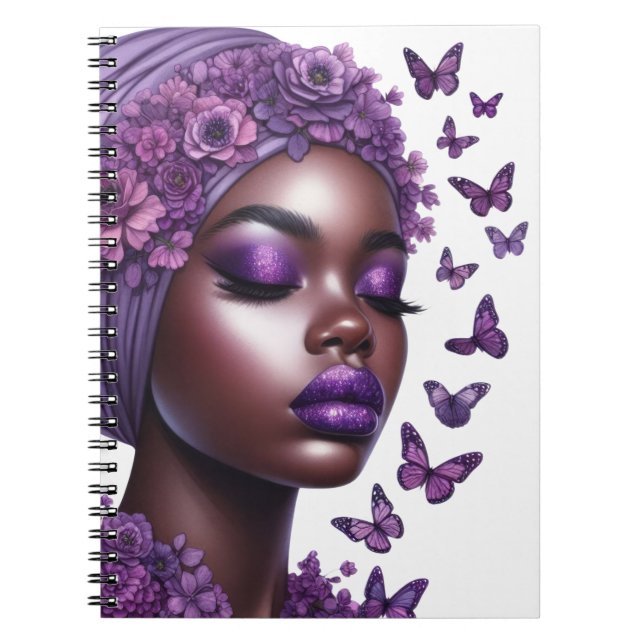 Cuaderno Mujer negra afroamericana melanin sista butterf (Frente)