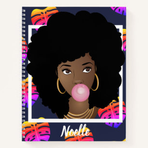 Cuaderno Mujer negra, búbblegum, tropical deja azul a la m