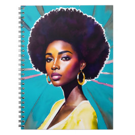 Cuaderno Mujer negra con melanina de pelo afro