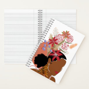 Cuaderno Mujer negra empoderada con grabaciones de tigres