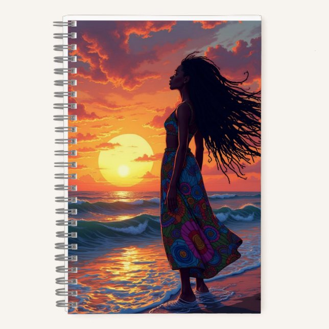 Cuaderno Mujer negra en la playa (Anverso)