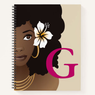 Cuaderno Mujer negra, flor en el pelo, tu inicio