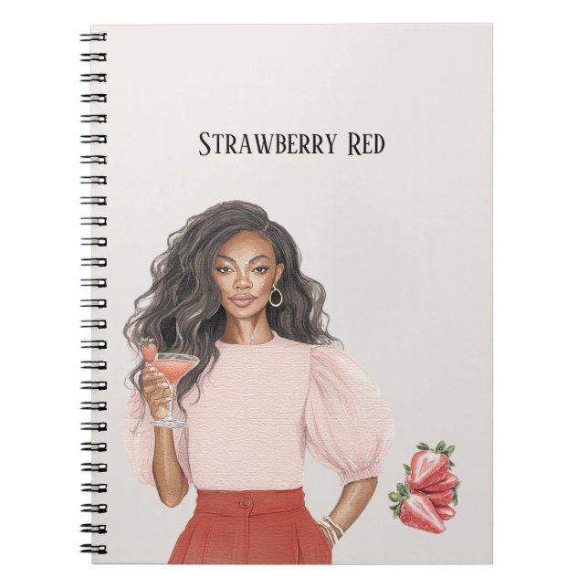 Cuaderno Mujer Negra Fresa Roja Top (Frente)