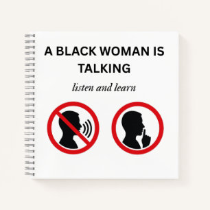 Cuaderno Mujer Negra Hablando Escucha y Aprende