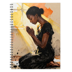 Cuaderno Mujer negra orando   Arte abstracto Impasto