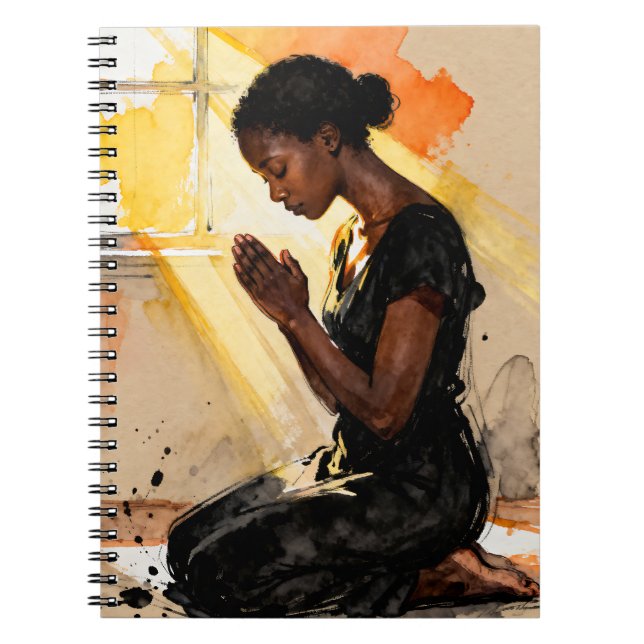 Cuaderno Mujer negra orando | Arte abstracto Impasto (Frente)