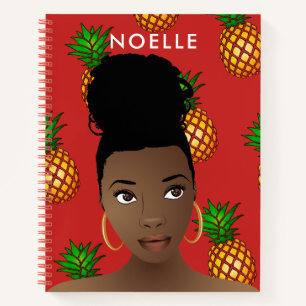 Cuaderno Mujer negra, piñas dulces, rojas