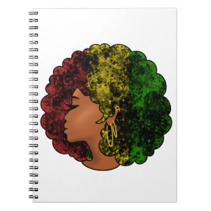 Cuaderno Mujer negra rasta afro rojo amarillo verde 