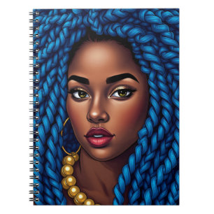 Cuaderno Mujer negra trenzas azules naturales rastas herman