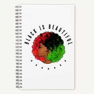 Cuaderno Mujer niña negra panafricana orgullo afro verde ro