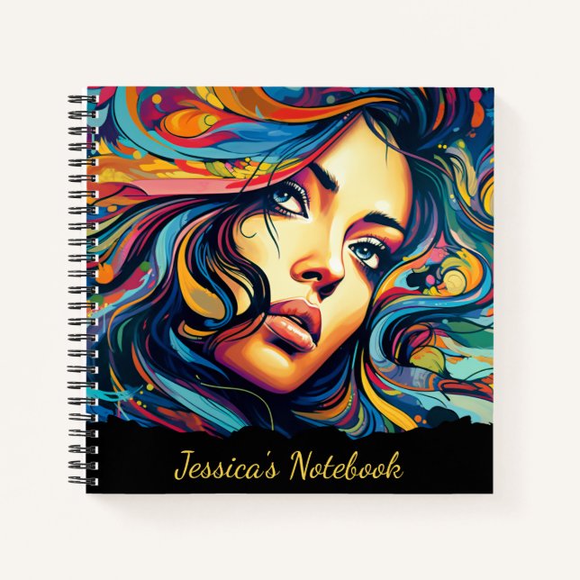 Cuaderno Mujer Pop Art Con Texto (Anverso)