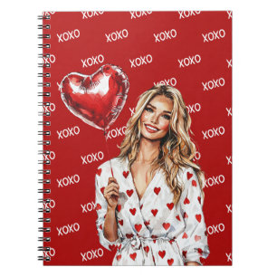 Cuaderno Mujer Rubia Corazón Globo XOXO
