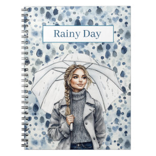Cuaderno Mujer Rubia Día Lluvioso
