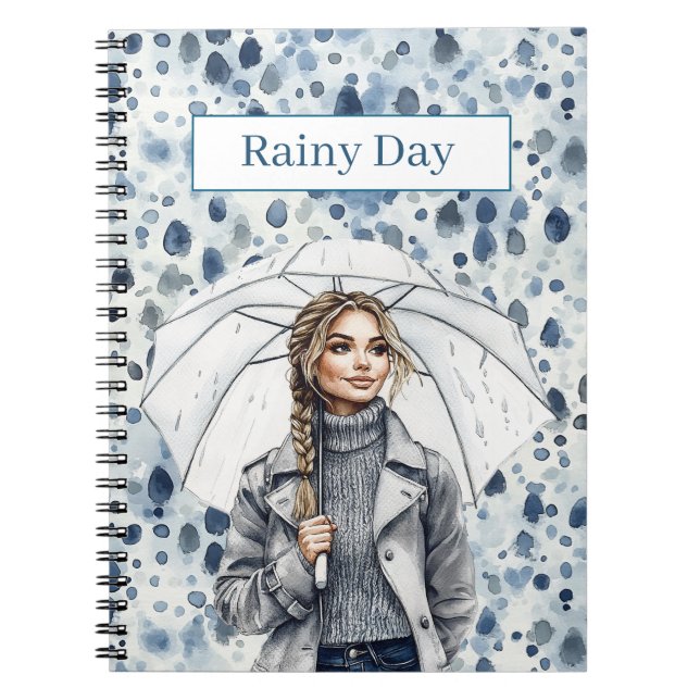 Cuaderno Mujer Rubia Día Lluvioso (Frente)