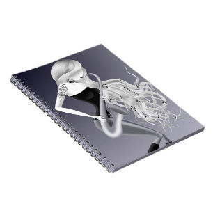 Cuaderno Mujer saxofonista música monocromo gris