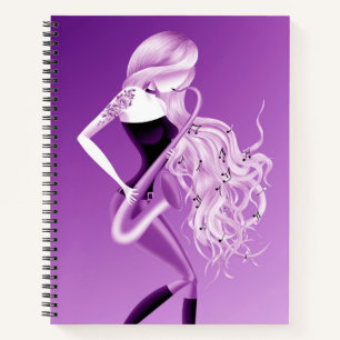 Cuaderno Mujer Saxofonista Música Púrpura 