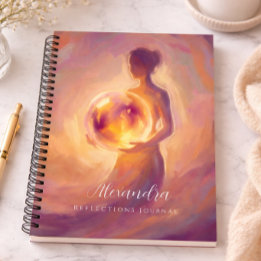 Cuaderno Mujer sosteniendo reflejos personalizados de luz