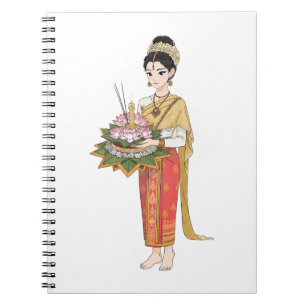 Cuaderno Mujer tailandesa elegante vestido tradicional