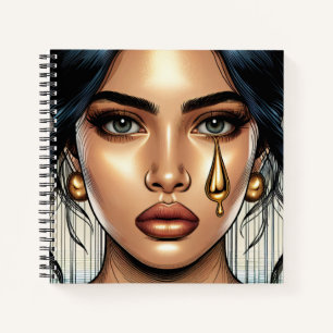 Cuaderno Mujer Triste con Lágrima de Oro