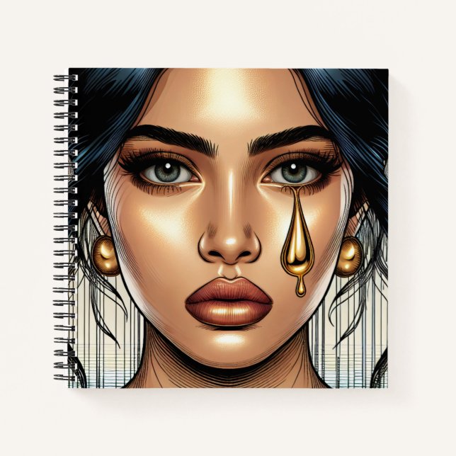 Cuaderno Mujer Triste con Lágrima de Oro (Anverso)