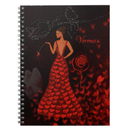 Cuaderno mujer vestida de rojo