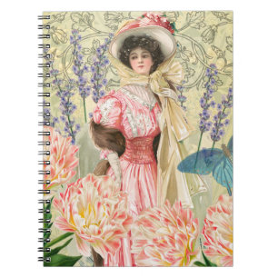 Cuaderno Mujer Victoriana Floral Rosa Regencia