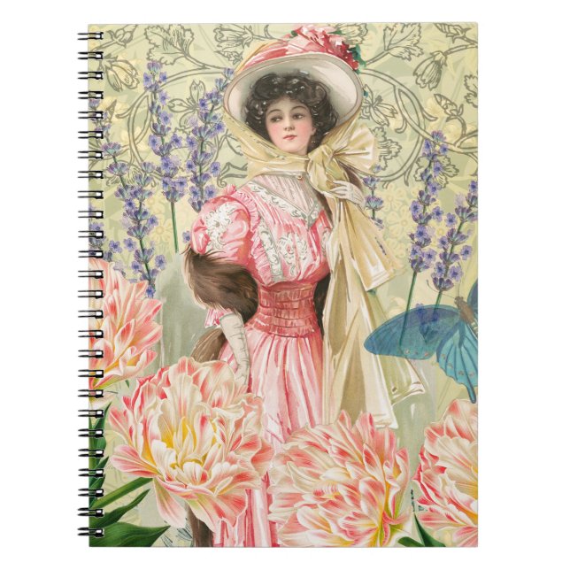 Cuaderno Mujer Victoriana Floral Rosa Regencia (Frente)