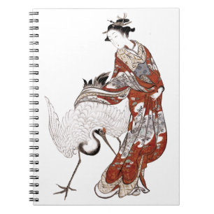 Cuaderno Mujer y grulla japonesas (siglo XVIII)
